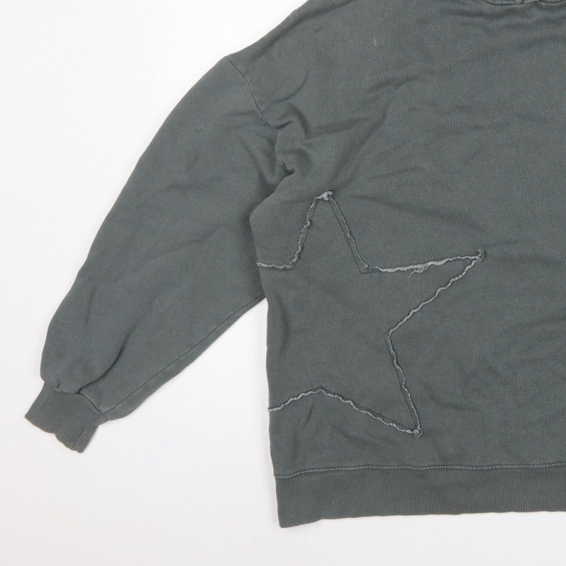Pull&Bear Teens Grey M Hooded Pullover Star Logo Sweatshirt