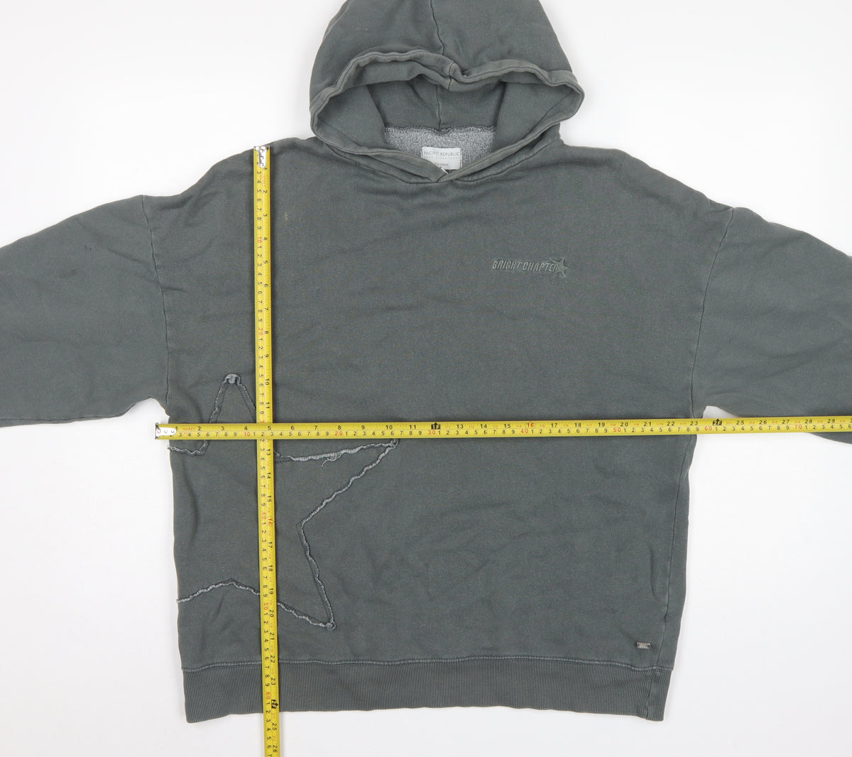 Pull&Bear Teens Grey M Hooded Pullover Star Logo Sweatshirt