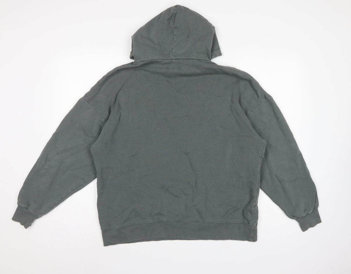 Pull&Bear Teens Grey M Hooded Pullover Star Logo Sweatshirt