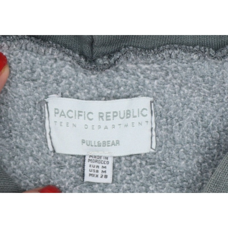 Pull&Bear Teens Grey M Hooded Pullover Star Logo Sweatshirt