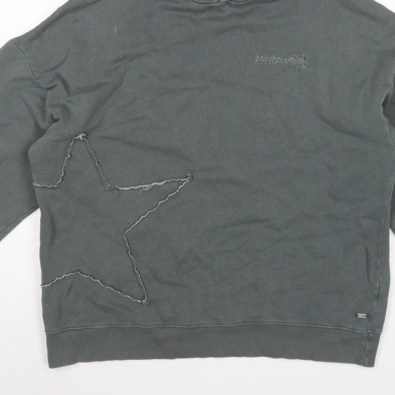 Pull&Bear Teens Grey M Hooded Pullover Star Logo Sweatshirt