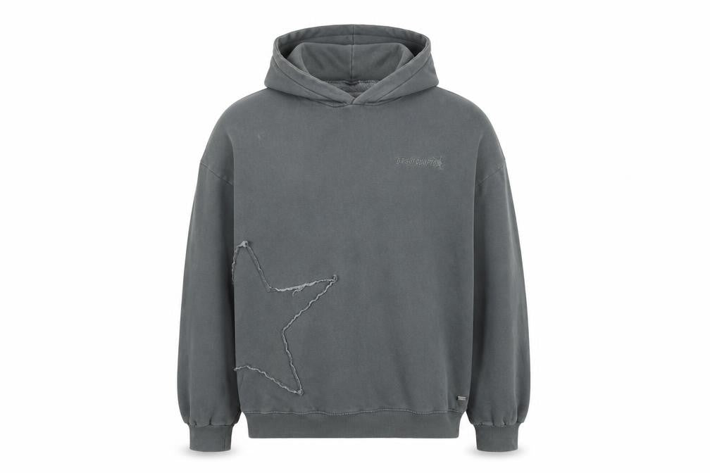 Pull&Bear Teens Grey M Hooded Pullover Star Logo Sweatshirt