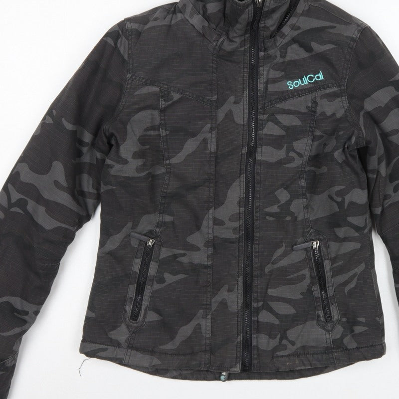 SoulCal Women’s Black Camo Padded Basic Jacket Size 8 Full Zip