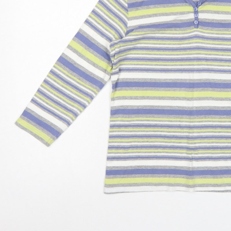 ISLE Teens Multicoloured M 14-16 Striped Jersey Long Sleeve Henley Top