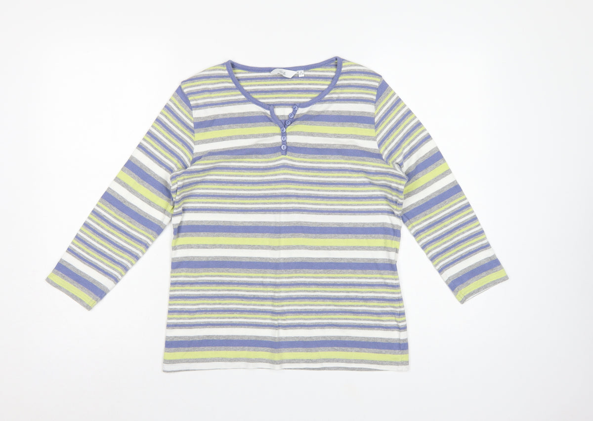 ISLE Teens Multicoloured M 14-16 Striped Jersey Long Sleeve Henley Top