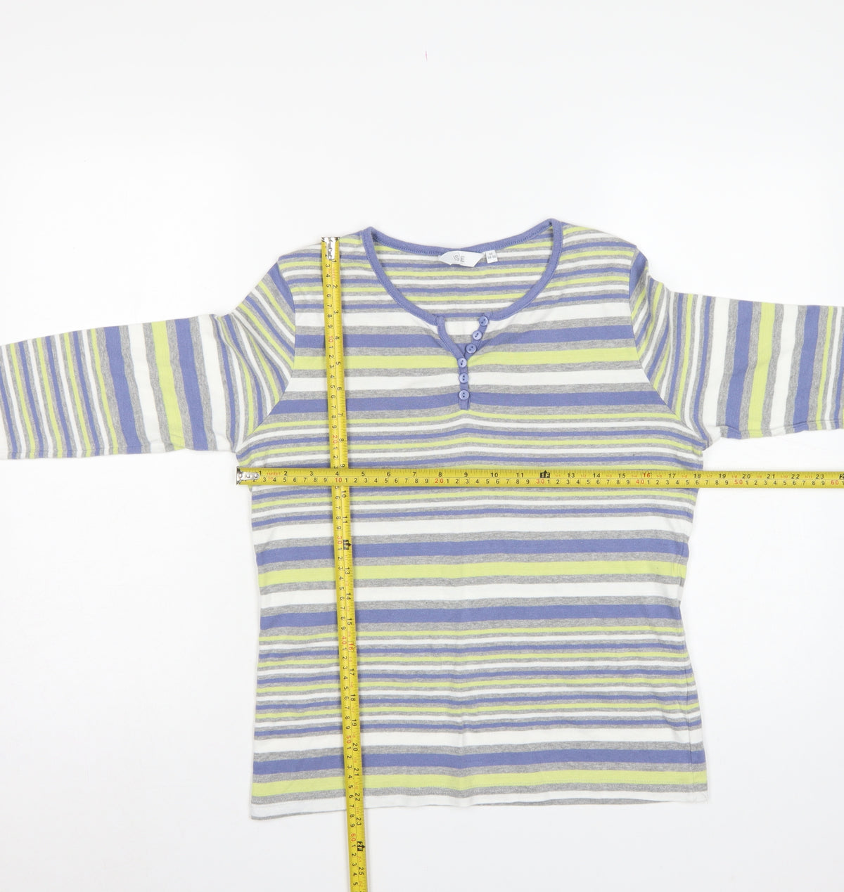 ISLE Teens Multicoloured M 14-16 Striped Jersey Long Sleeve Henley Top