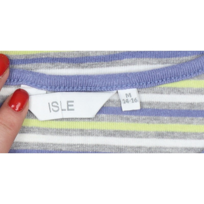 ISLE Teens Multicoloured M 14-16 Striped Jersey Long Sleeve Henley Top