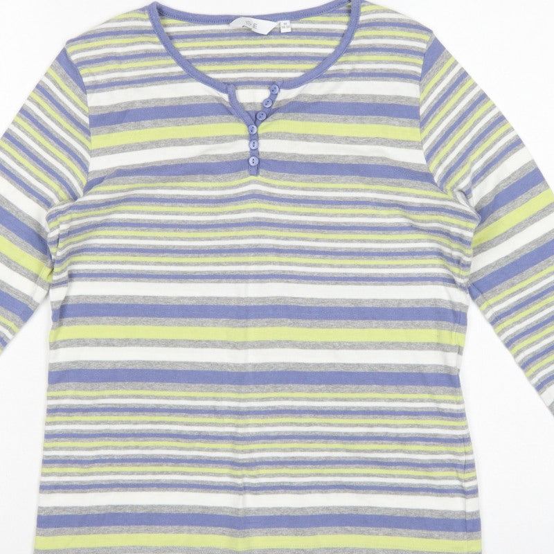 ISLE Teens Multicoloured M 14-16 Striped Jersey Long Sleeve Henley Top