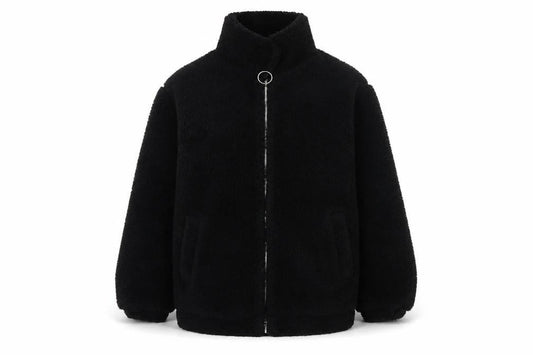 Bershka Women’s Black Teddy Fleece Zip Jacket Size L