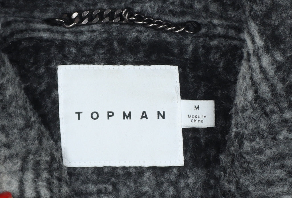 Topman Unisex Grey Check Wool Blend Zip Jacket Size M Collared