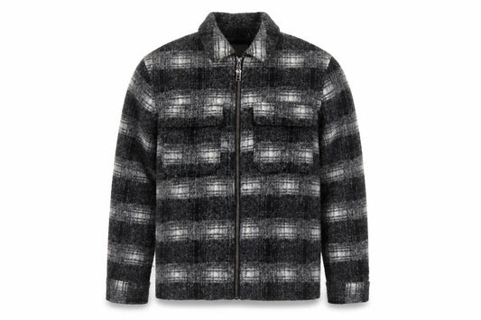 Topman Unisex Grey Check Wool Blend Zip Jacket Size M Collared