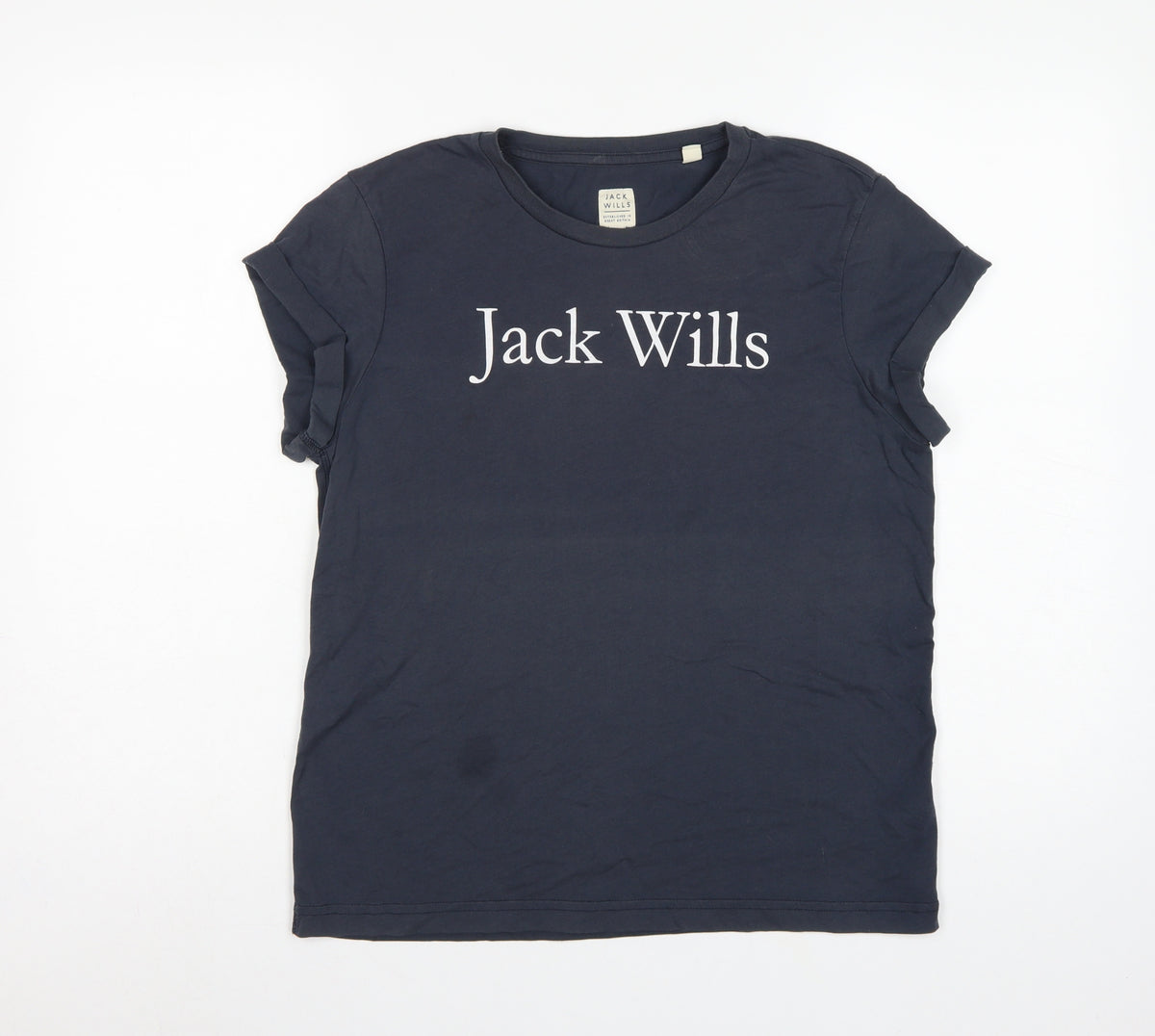 Jack Wills Women's Blue UK 10 Basic Logo Jersey T-Shirt Short Sleeve