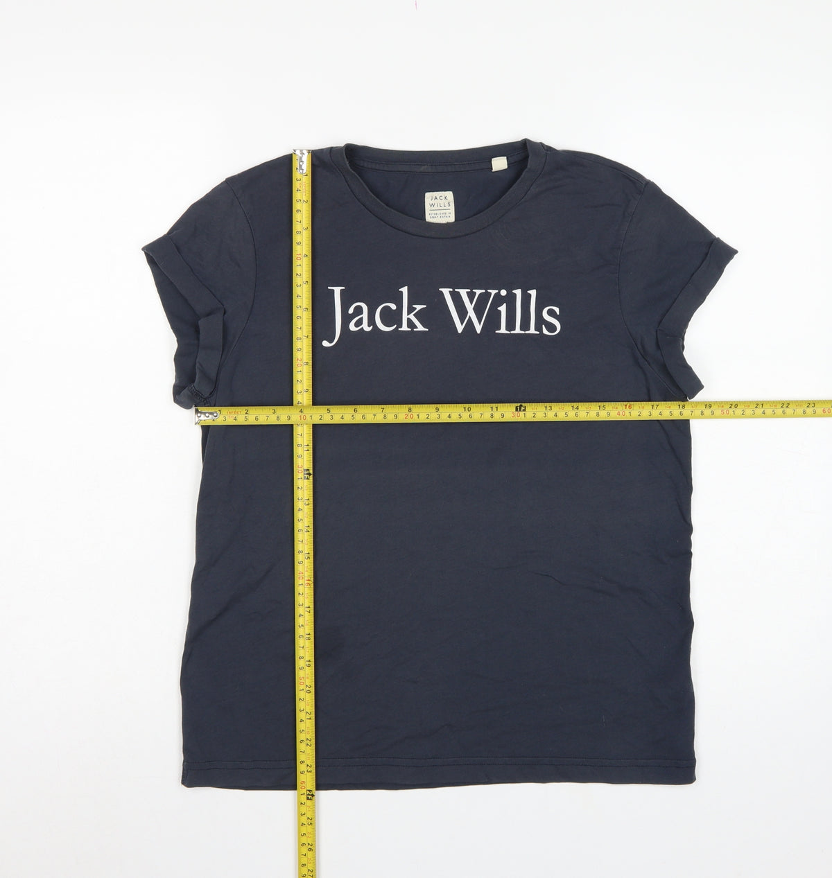Jack Wills Women's Blue UK 10 Basic Logo Jersey T-Shirt Short Sleeve
