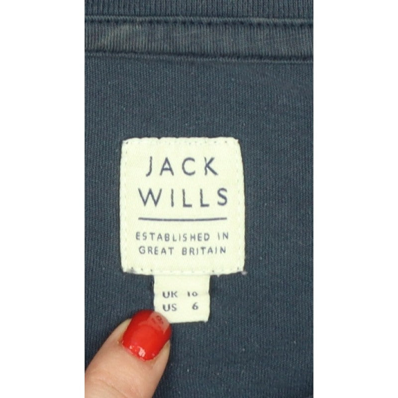 Jack Wills Women's Blue UK 10 Basic Logo Jersey T-Shirt Short Sleeve