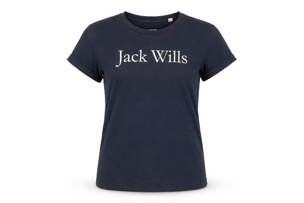 Jack Wills Women's Blue UK 10 Basic Logo Jersey T-Shirt Short Sleeve