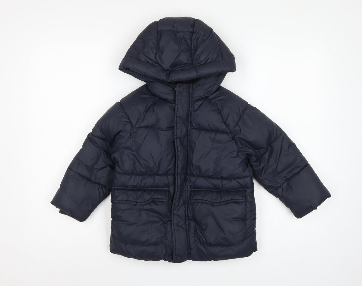 Zara Boys Blue 4-5 Years Hooded Puffer Jacket Coat