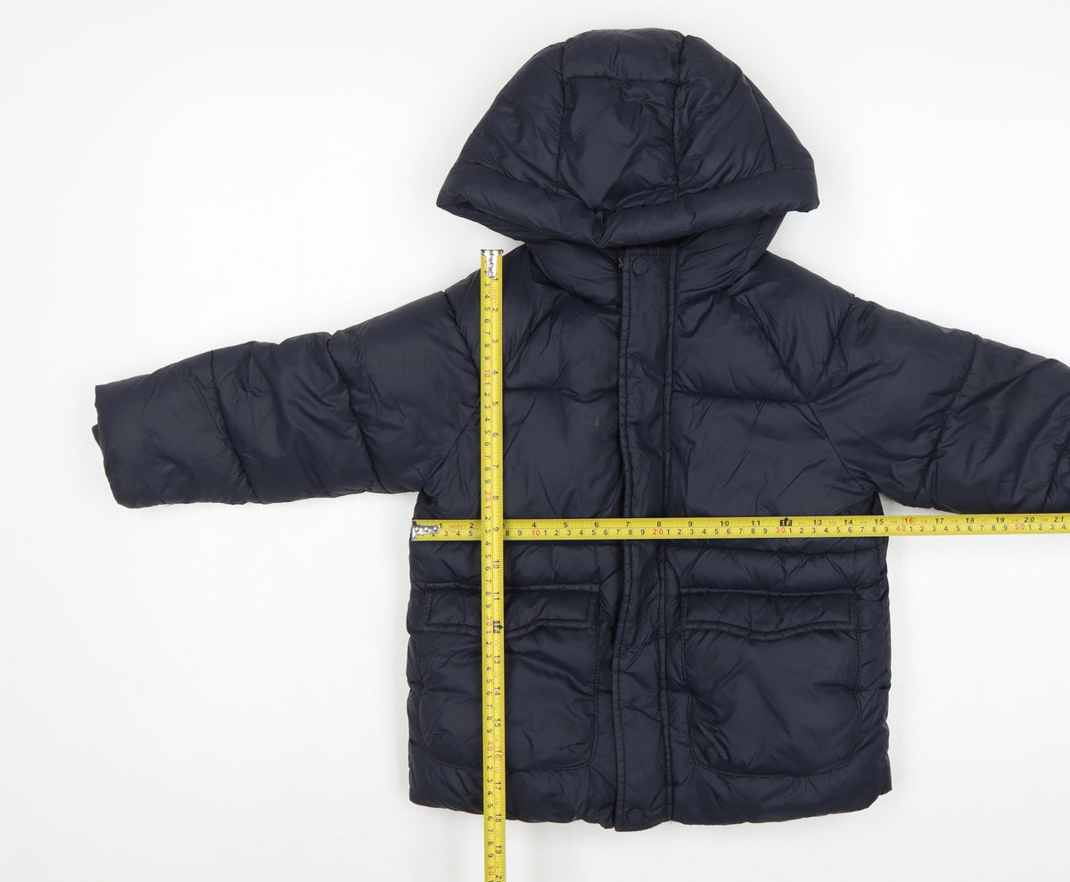 Zara Boys Blue 4-5 Years Hooded Puffer Jacket Coat