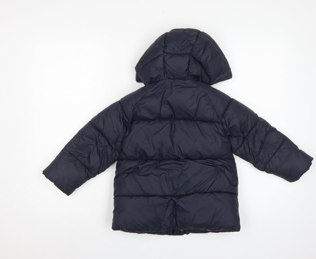 Zara Boys Blue 4-5 Years Hooded Puffer Jacket Coat