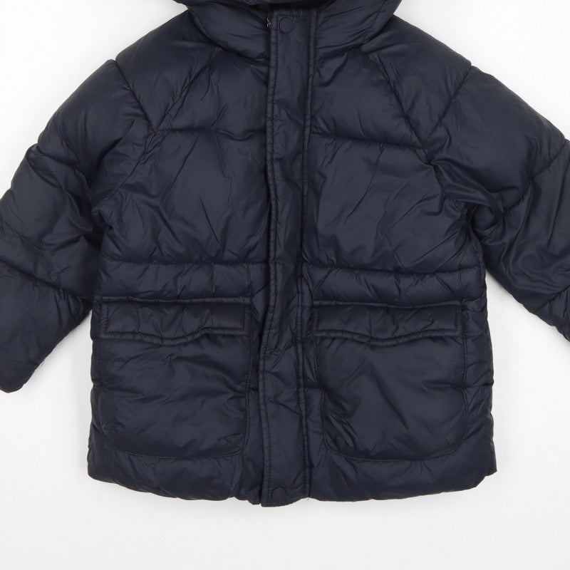 Zara Boys Blue 4-5 Years Hooded Puffer Jacket Coat