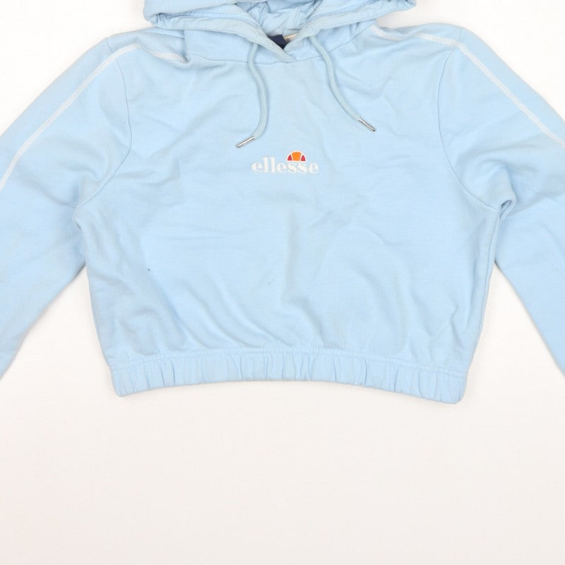 Ellesse Women Blue UK 10 Pullover Hoodie Fleece Logo