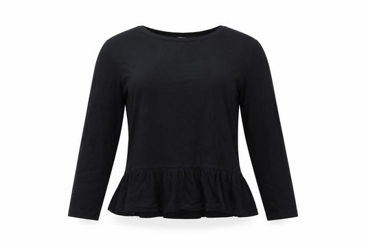 Hush Women’s Black Size S Long Sleeve Peplum Jersey Blouse Top