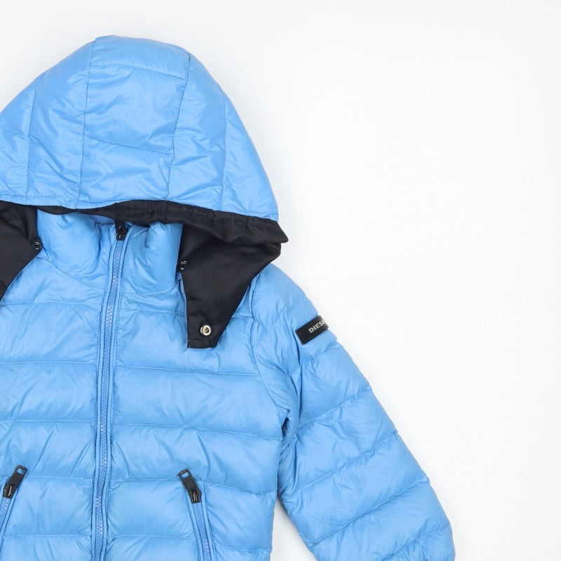 Diesel Boys Blue Down Puffer Jacket Age 4 Hooded Quilted Zip