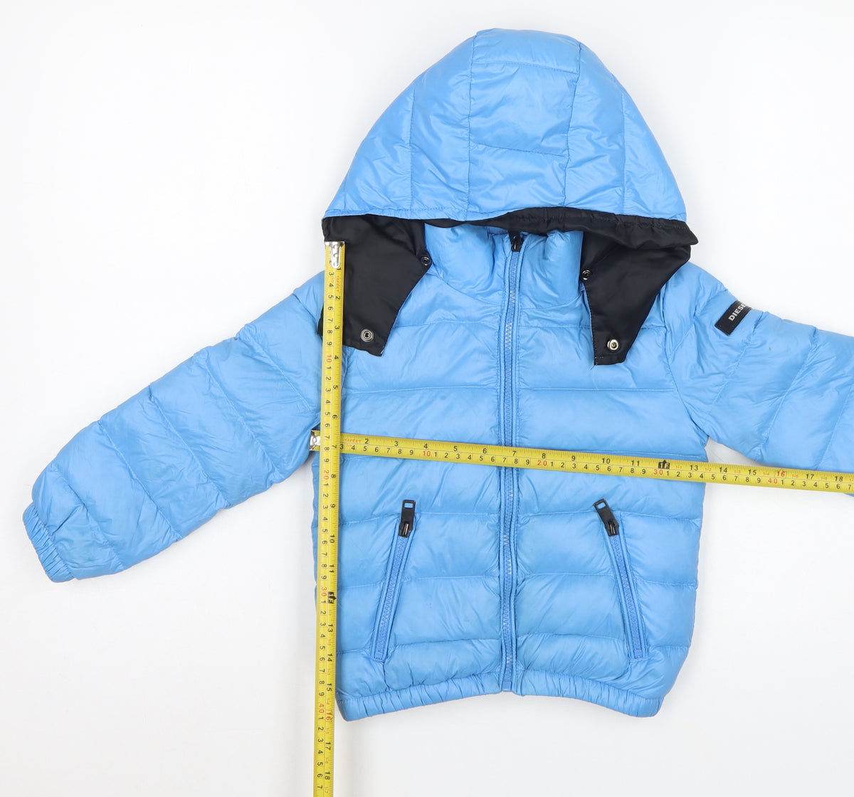 Diesel Boys Blue Down Puffer Jacket Age 4 Hooded Quilted Zip