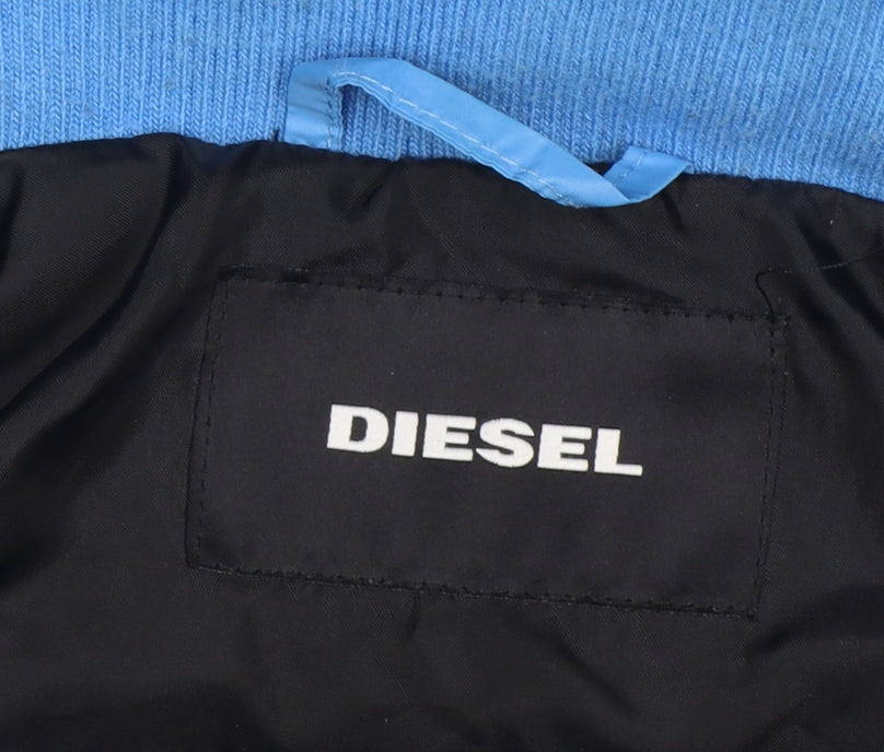 Diesel Boys Blue Down Puffer Jacket Age 4 Hooded Quilted Zip