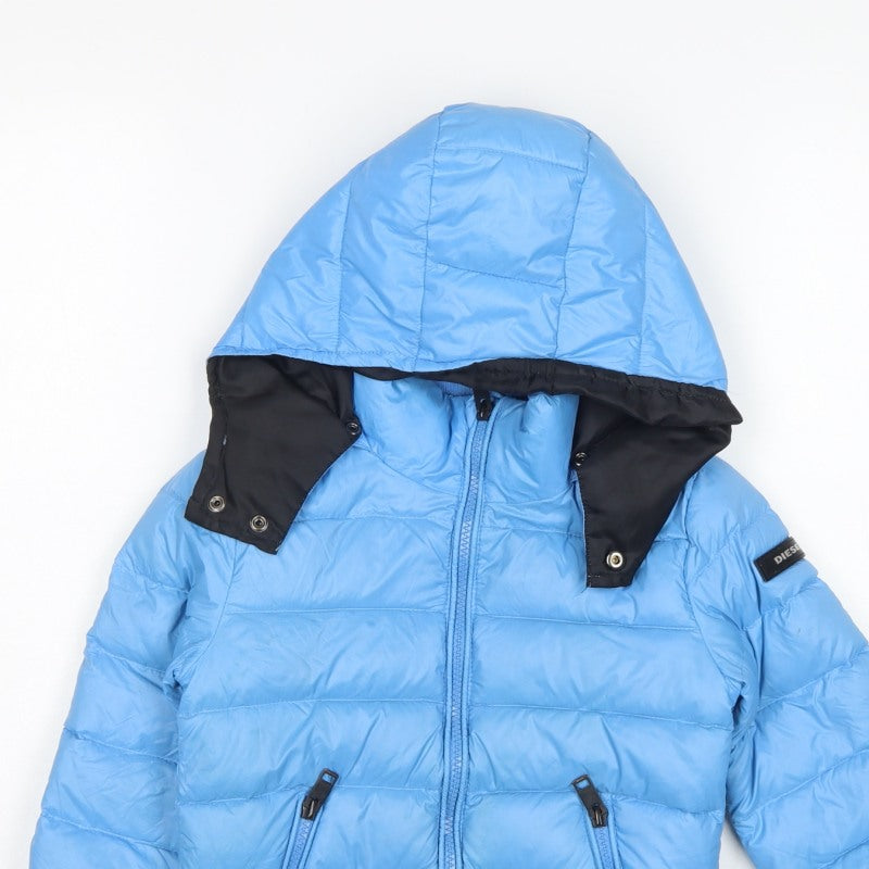Diesel Boys Blue Down Puffer Jacket Age 4 Hooded Quilted Zip