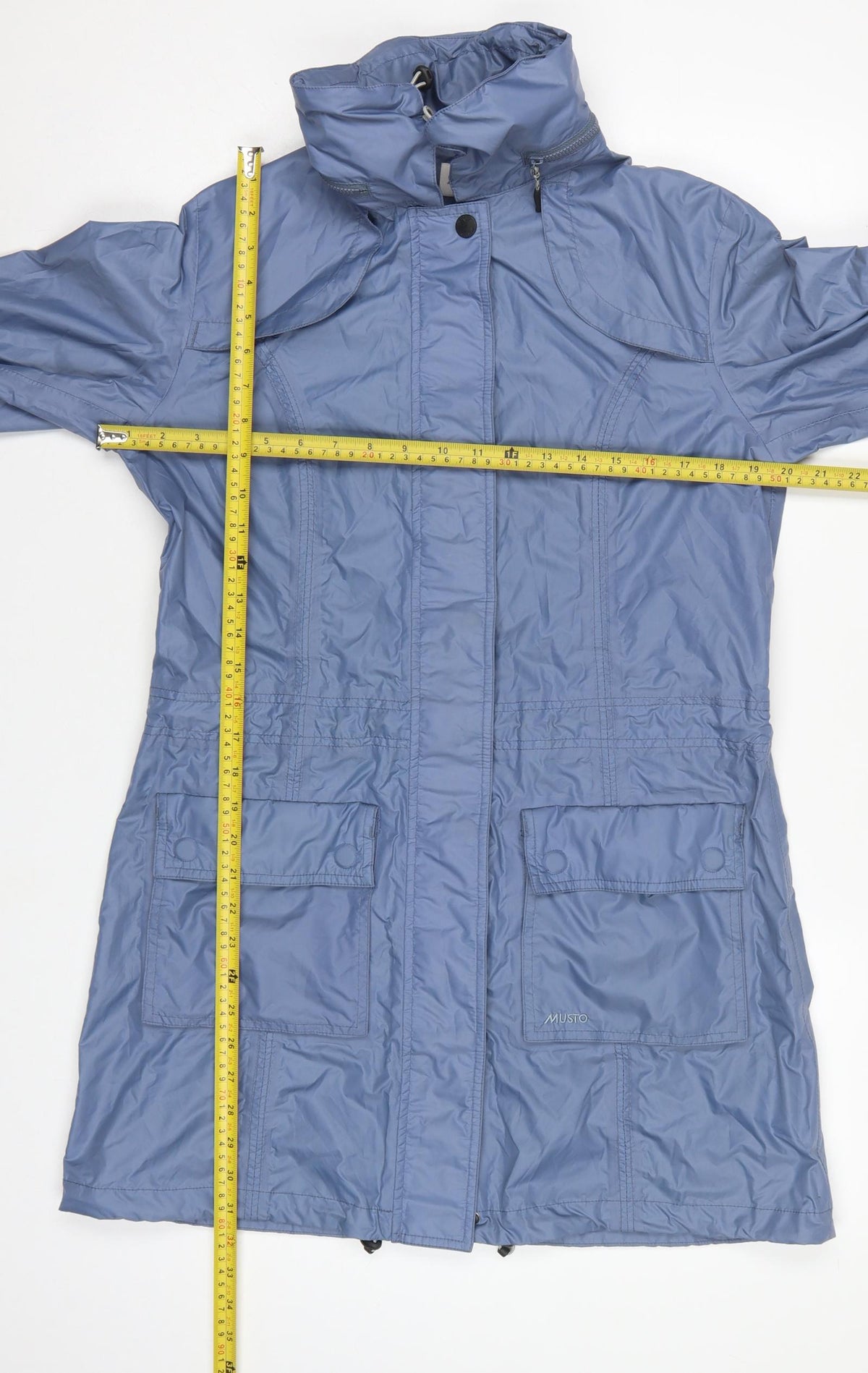 Musto Women’s Blue Size 10 Mid-Length Rain Coat Zip Pockets