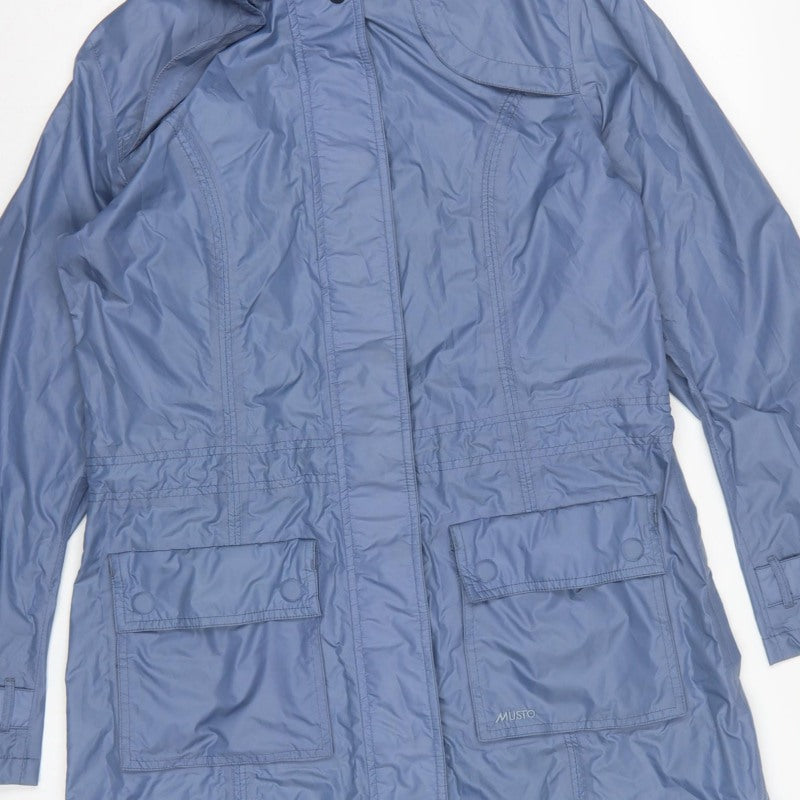Musto Women’s Blue Size 10 Mid-Length Rain Coat Zip Pockets