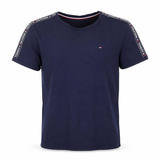Tommy Hilfiger Men's Blue M Logo Tape Shoulder Crew Neck T-Shirt