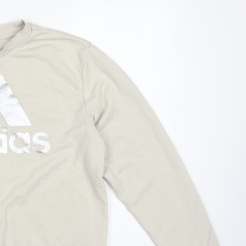 Adidas Women’s Ivory Logo Pullover Sweatshirt UK 12 Crew Neck
