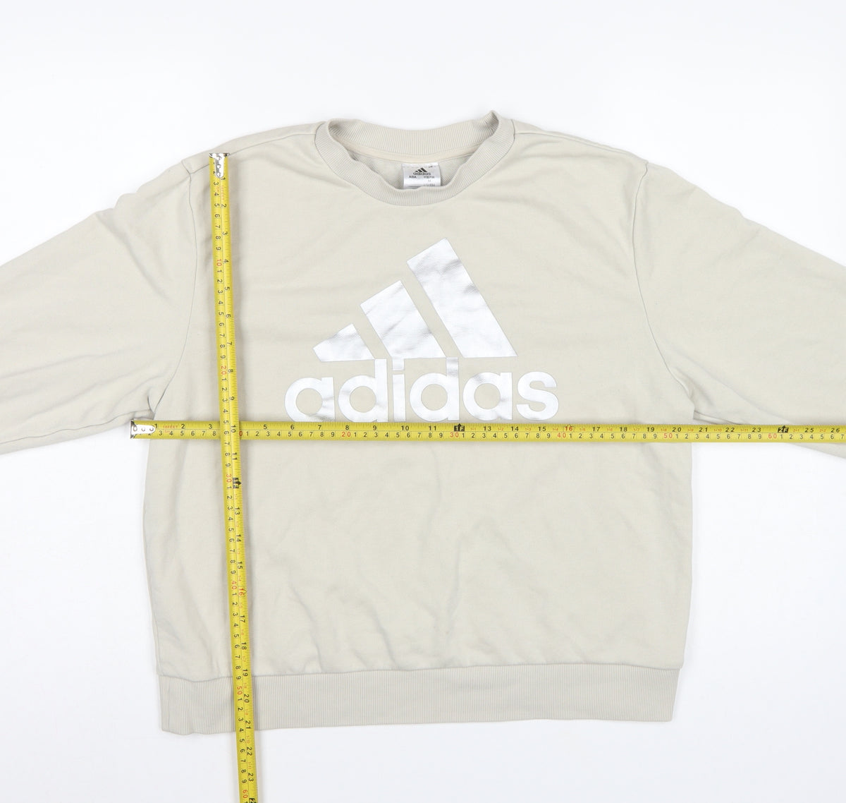 Adidas Women’s Ivory Logo Pullover Sweatshirt UK 12 Crew Neck