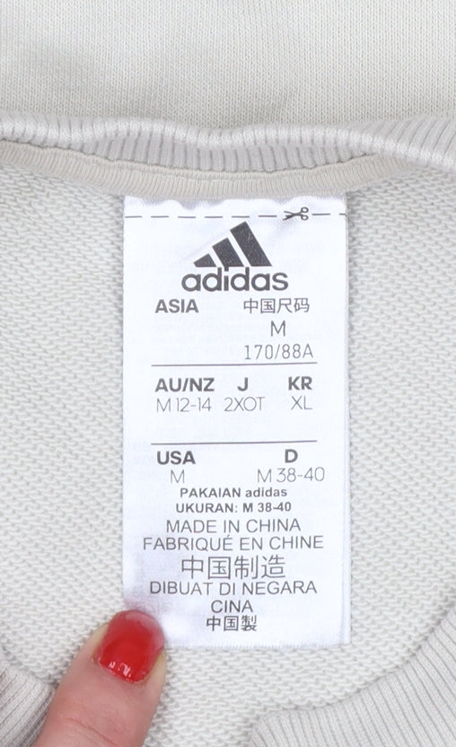 Adidas Women’s Ivory Logo Pullover Sweatshirt UK 12 Crew Neck