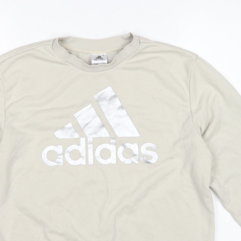 Adidas Women’s Ivory Logo Pullover Sweatshirt UK 12 Crew Neck