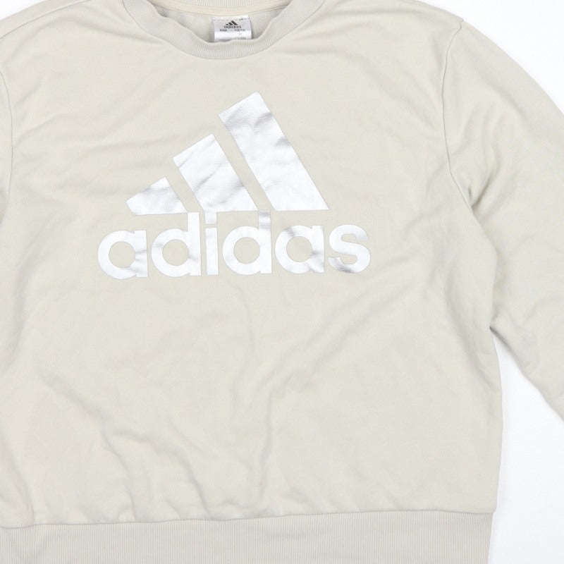 Adidas Women’s Ivory Logo Pullover Sweatshirt UK 12 Crew Neck