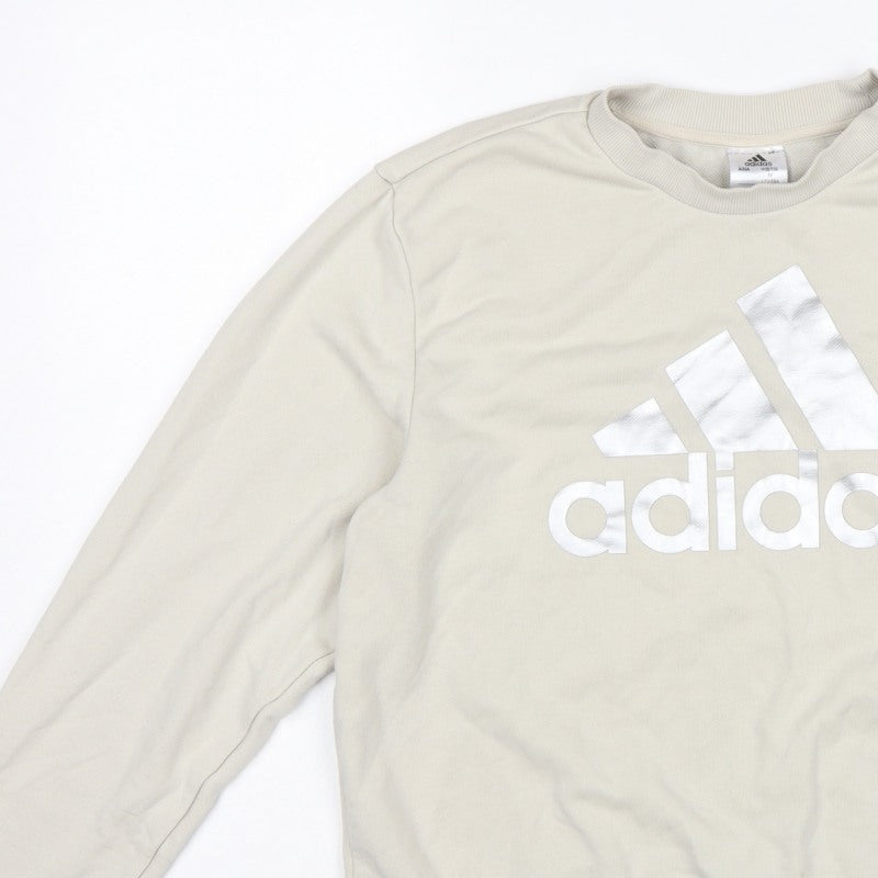 Adidas Women’s Ivory Logo Pullover Sweatshirt UK 12 Crew Neck
