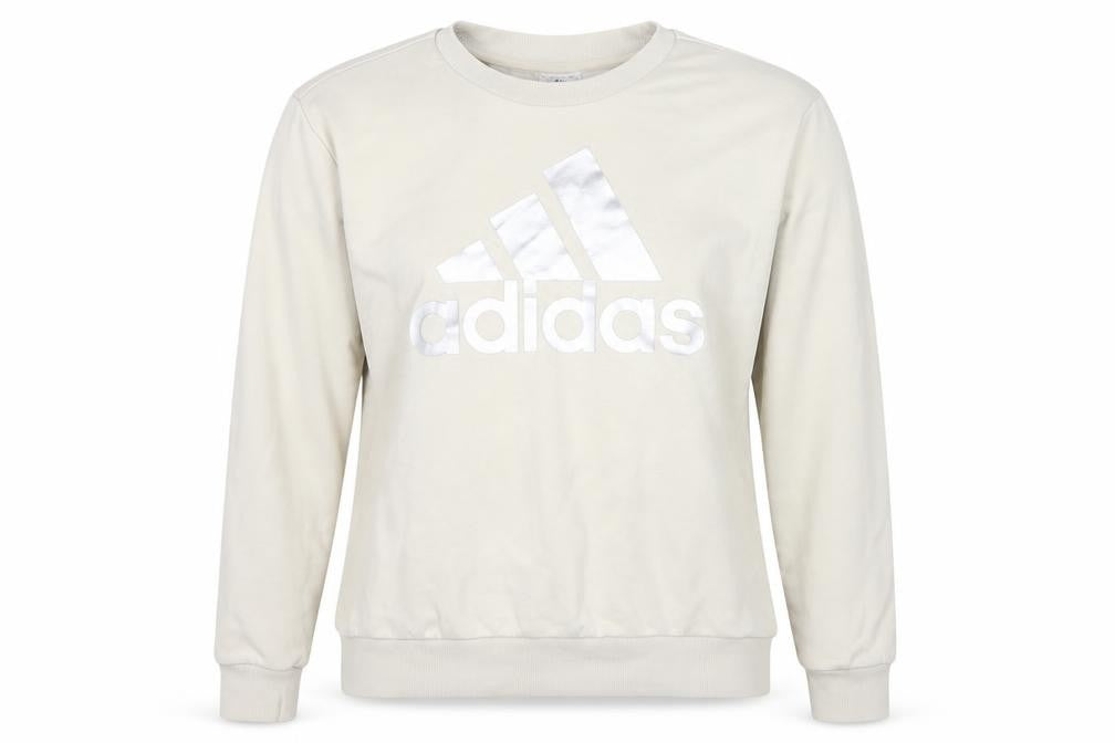 Adidas Women’s Ivory Logo Pullover Sweatshirt UK 12 Crew Neck