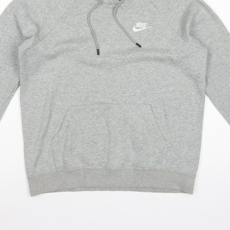 Nike Men’s Grey Small Pullover Hoodie Logo Fleece Kangaroo Pocket