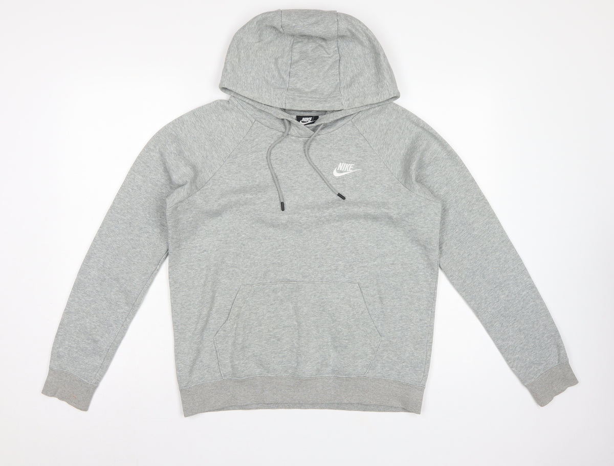 Nike Men’s Grey Small Pullover Hoodie Logo Fleece Kangaroo Pocket