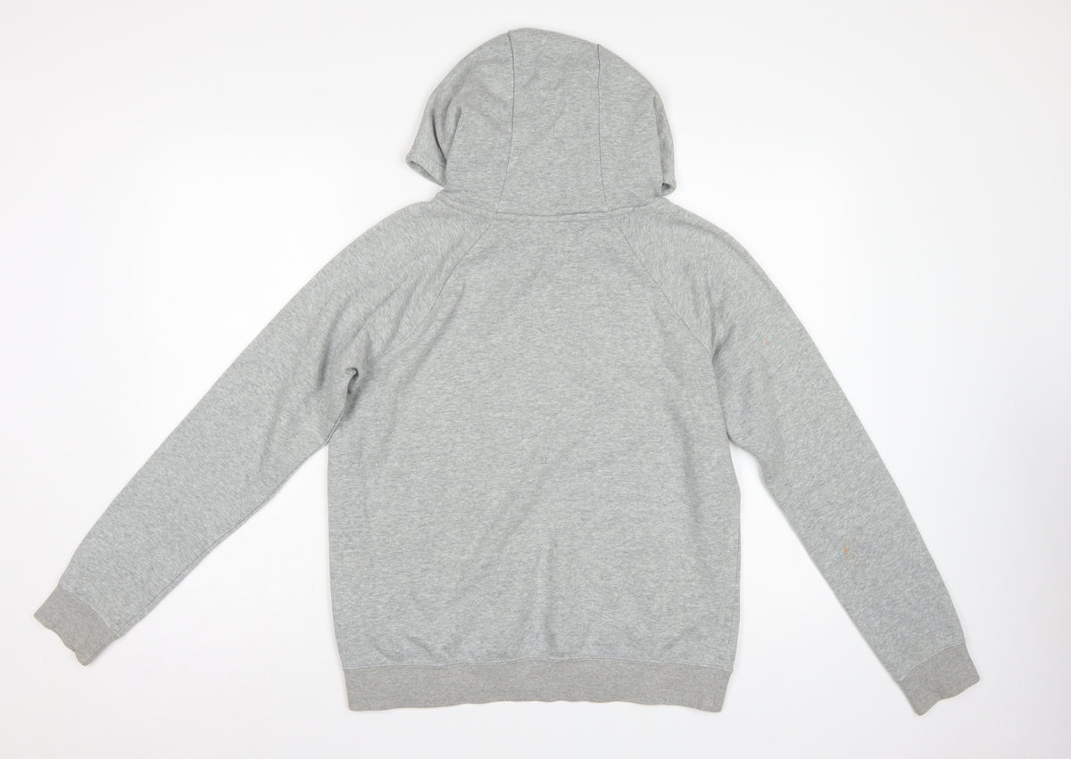 Nike Men’s Grey Small Pullover Hoodie Logo Fleece Kangaroo Pocket