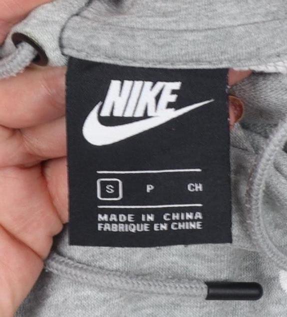 Nike Men’s Grey Small Pullover Hoodie Logo Fleece Kangaroo Pocket