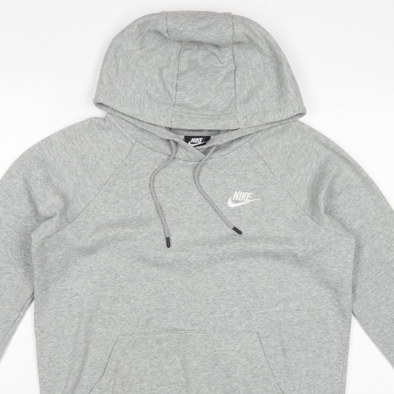 Nike Men’s Grey Small Pullover Hoodie Logo Fleece Kangaroo Pocket