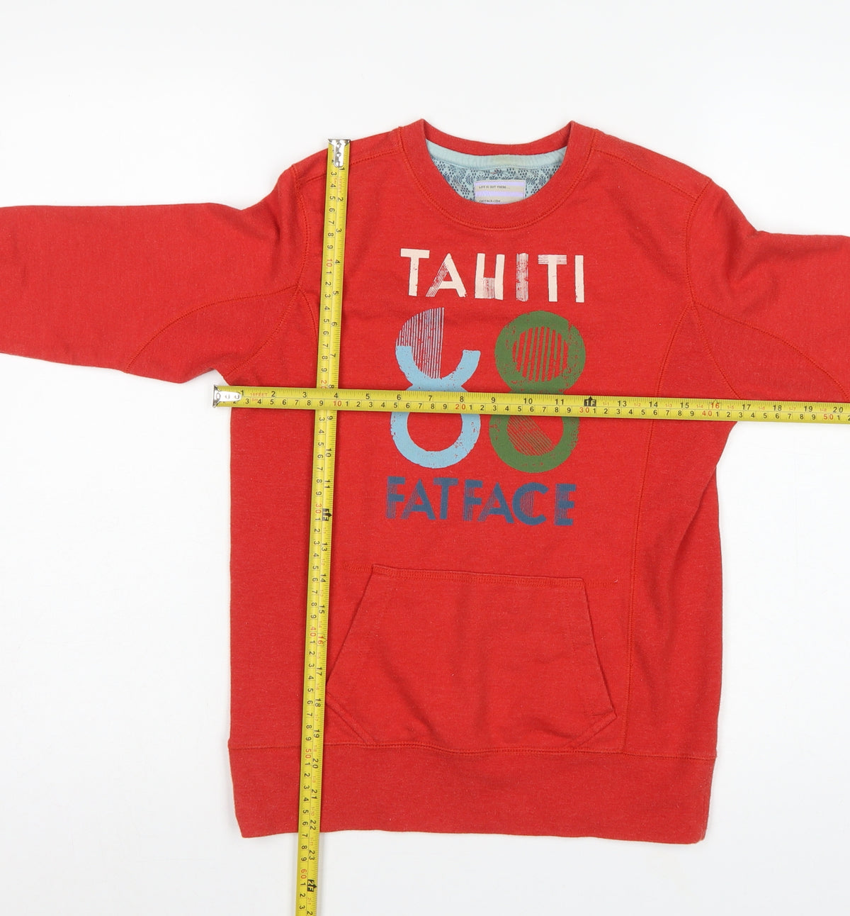 FatFace Girls Red 10-11 Years Pullover Graphic Pocket Sweatshirt