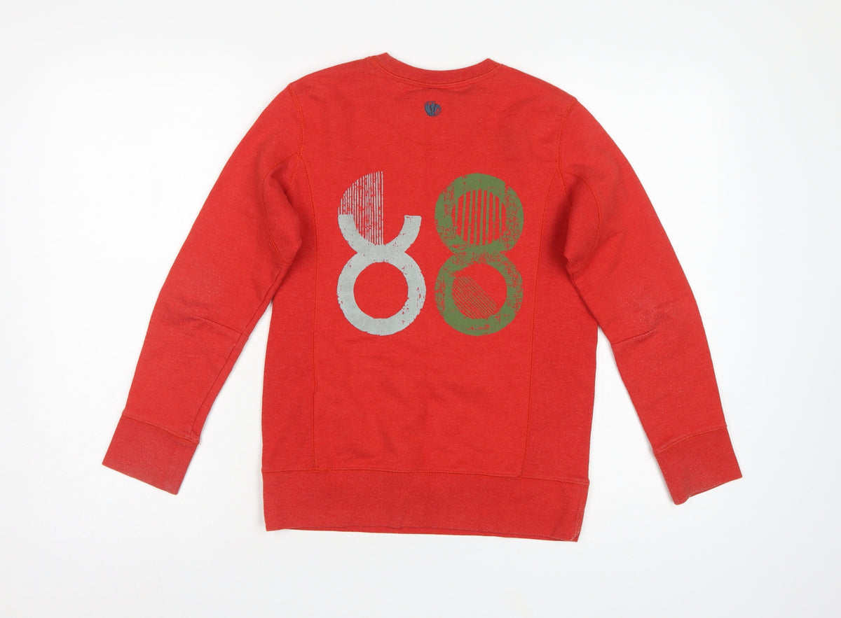 FatFace Girls Red 10-11 Years Pullover Graphic Pocket Sweatshirt