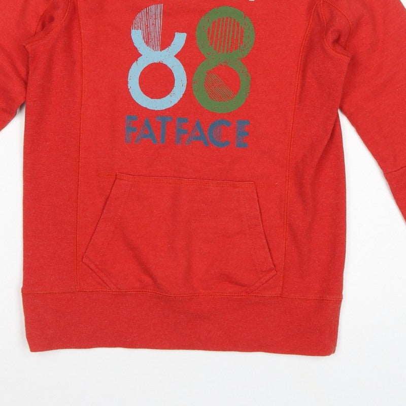 FatFace Girls Red 10-11 Years Pullover Graphic Pocket Sweatshirt