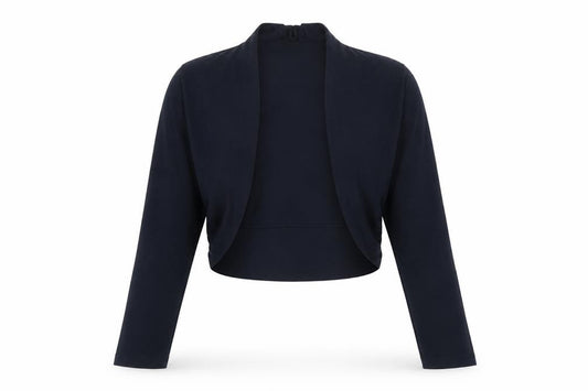 Laura Ashley Women Black UK 12 Cropped Open Front Bolero Blouse