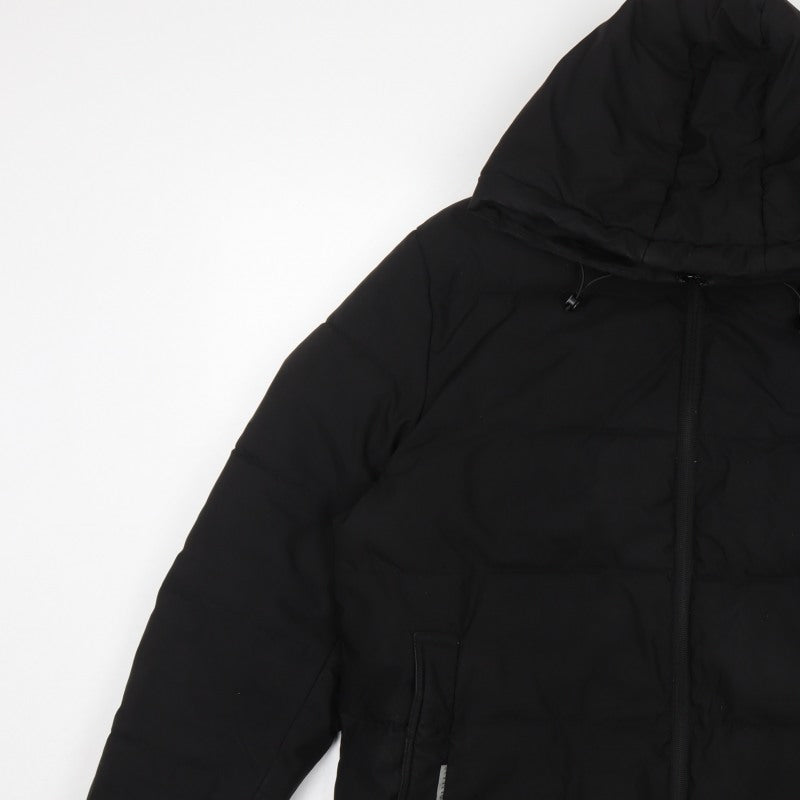 Fastfish Men’s Black 2XL Hooded Puffer Jacket Full Zip Winter Coat