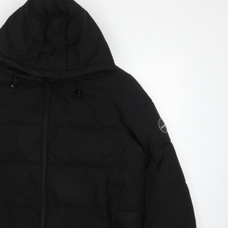 Fastfish Men’s Black 2XL Hooded Puffer Jacket Full Zip Winter Coat